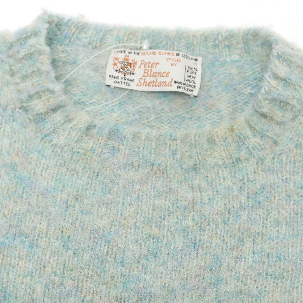【中古】ピーターバランス Peter Blance ウール クルーネック プルオーバーニット ライトブルーxアイボリー【 表記なし(S位) 】【 状態ランクC 】【 メンズ 】