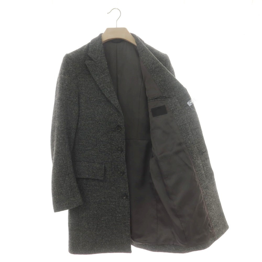 【中古】ジュンハシモト junhashimoto ウール ツイード ヘリンボーン チェスターフィールドコート グレーxブラック【 2 】【 状態ランクB 】【 メンズ 】