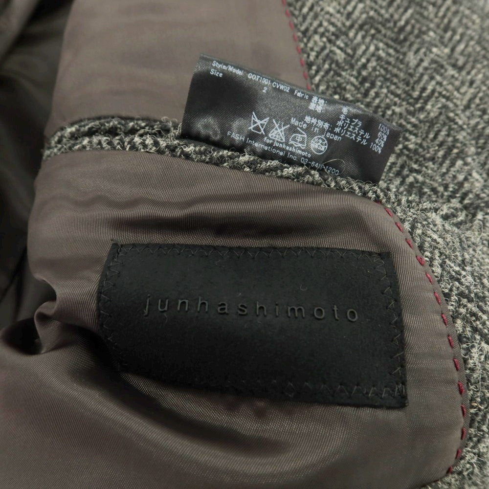 【中古】ジュンハシモト junhashimoto ウール ツイード ヘリンボーン チェスターフィールドコート グレーxブラック【 2 】【 状態ランクB 】【 メンズ 】