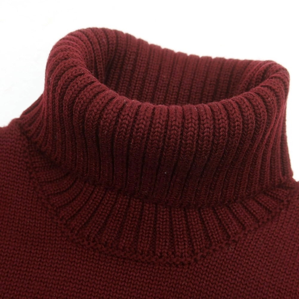 【中古】ザノーネ ZANONE ミドルゲージウール タートルネックニット ワインレッド【 46 】【 状態ランクB 】【 メンズ 】