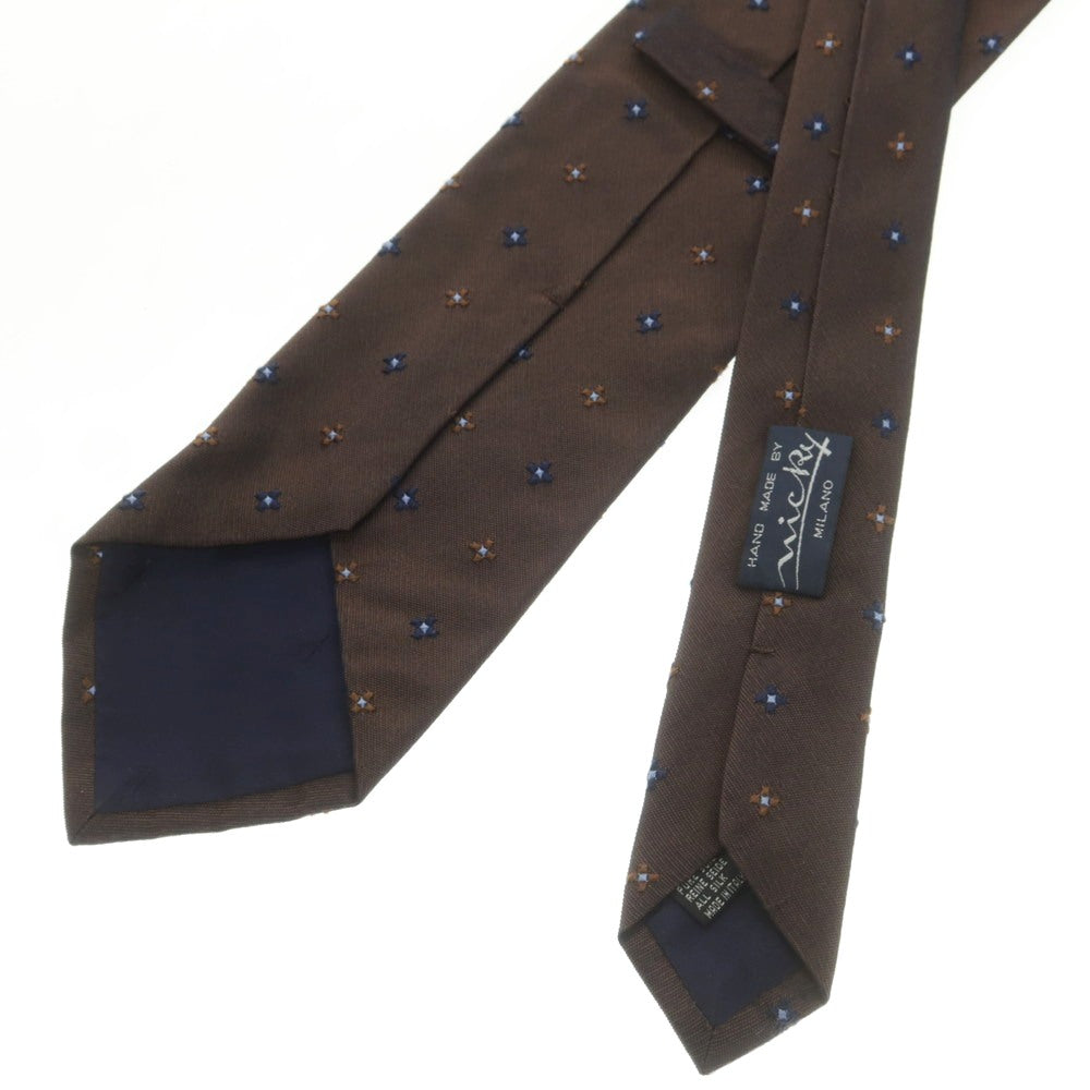 【中古】ニッキー nicky シルク 小紋柄ネクタイ ブラウンxブルー【 状態ランクB 】【 メンズ 】