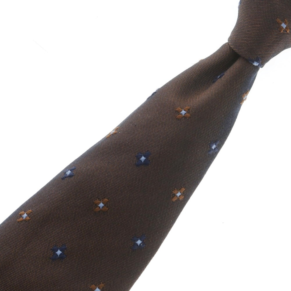 【中古】ニッキー nicky シルク 小紋柄ネクタイ ブラウンxブルー【 状態ランクB 】【 メンズ 】