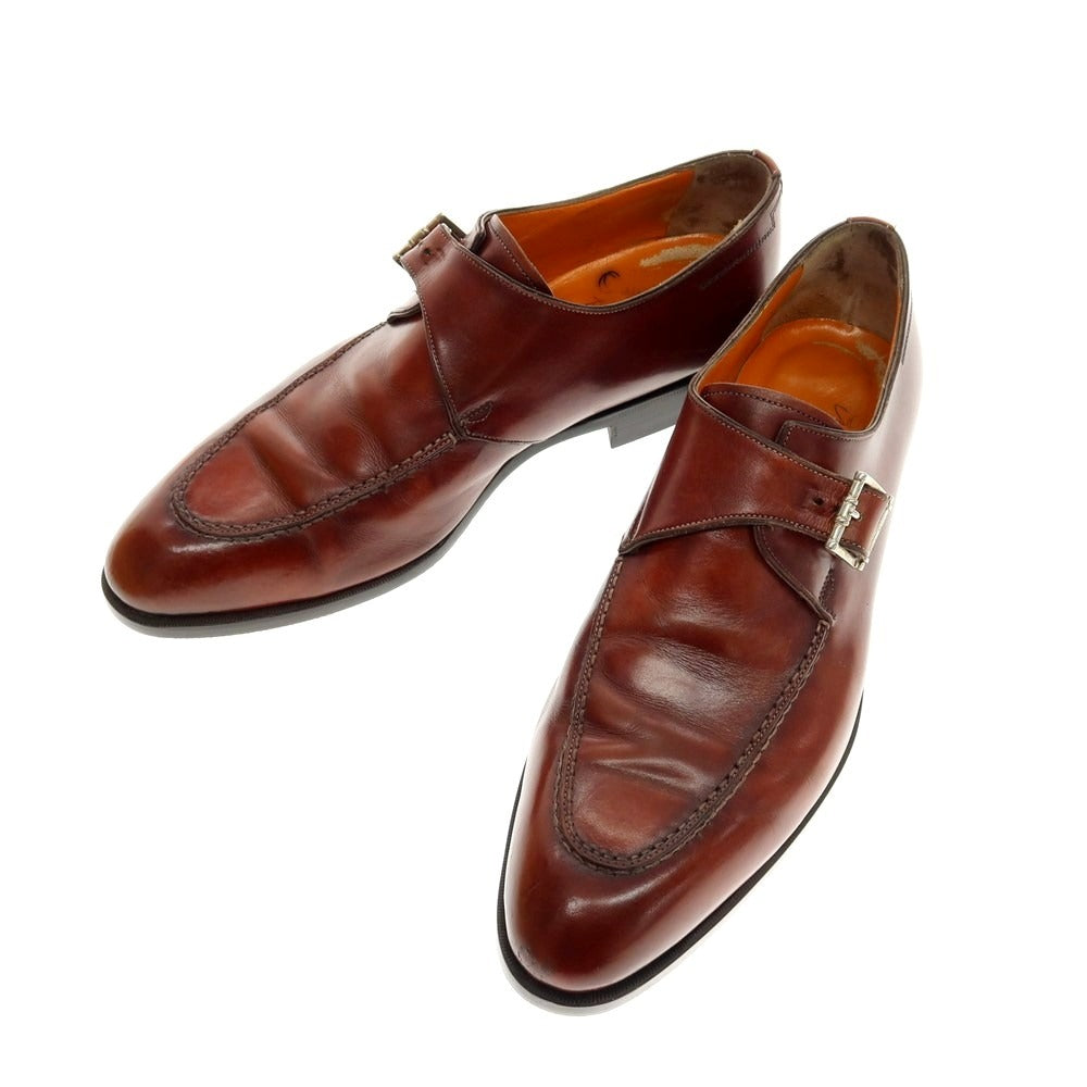 【中古】サントーニ Santoni シングルモンク ドレスシューズ ブラウン【 5 1/2 】【 状態ランクC 】【 メンズ 】