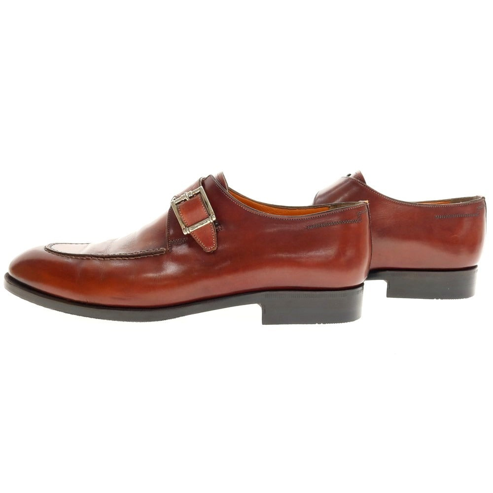 【中古】サントーニ Santoni シングルモンク ドレスシューズ ブラウン【 5 1/2 】【 状態ランクC 】【 メンズ 】