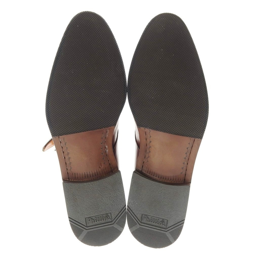 【中古】サントーニ Santoni シングルモンク ドレスシューズ ブラウン【 5 1/2 】【 状態ランクC 】【 メンズ 】