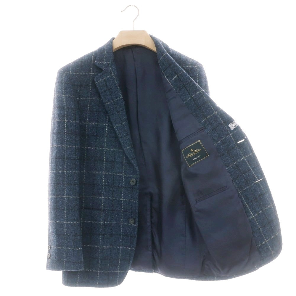 【中古】ブルックスブラザーズ Brooks Brothers ウール ハリスツイード チェック 3B テーラードジャケット ネイビー【 38 】【 状態ランクA 】【 メンズ 】