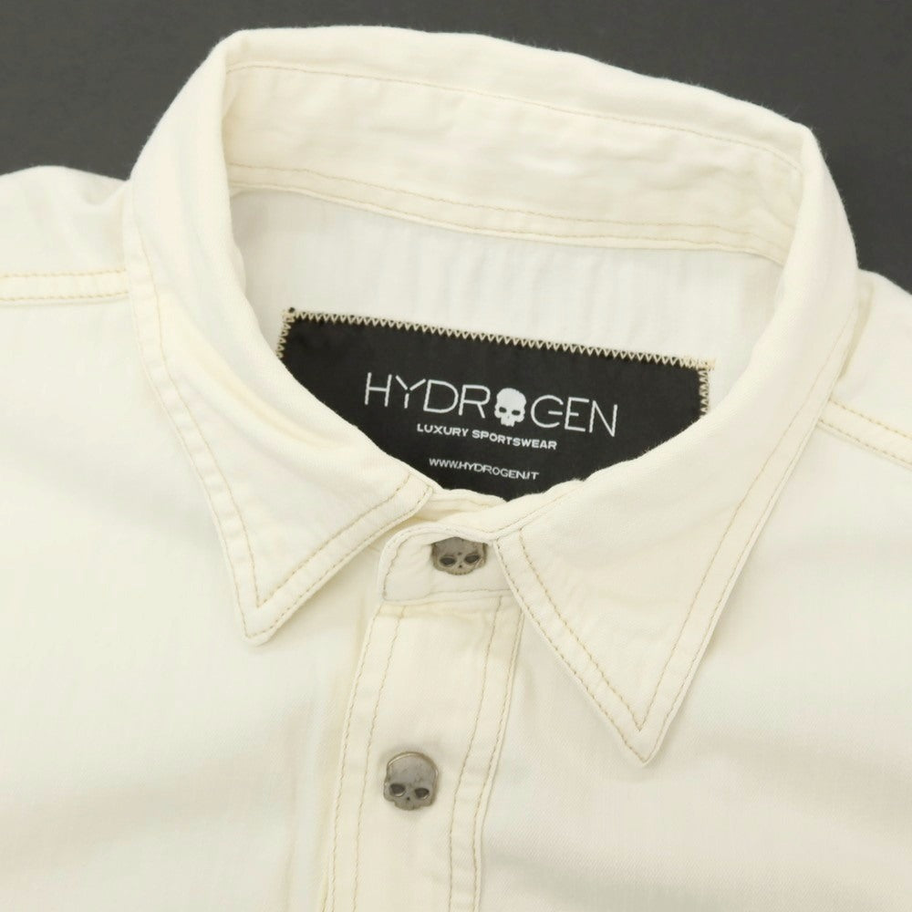 【中古】ハイドロゲン HYDROGEN コットン系 レギュラーカラー プルオーバーシャツ オフホワイト【サイズS】【 状態ランクC 】【 メンズ 】