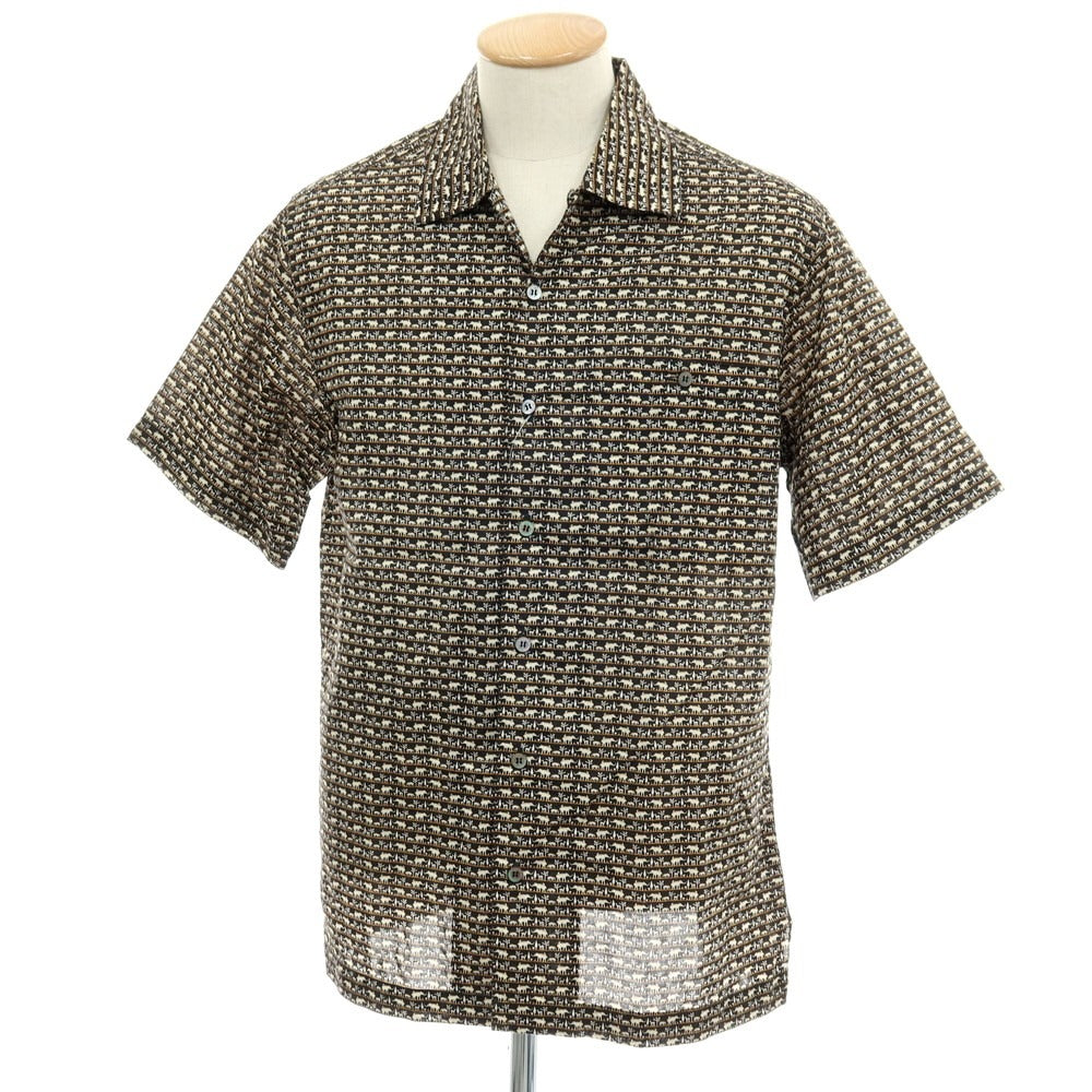 【中古】ジムトンプソン JIM THOMPSON コットン アニマル柄 プリント オープンカラー 半袖シャツ ブラック【サイズSS】【 状態ランクA 】【 メンズ 】
