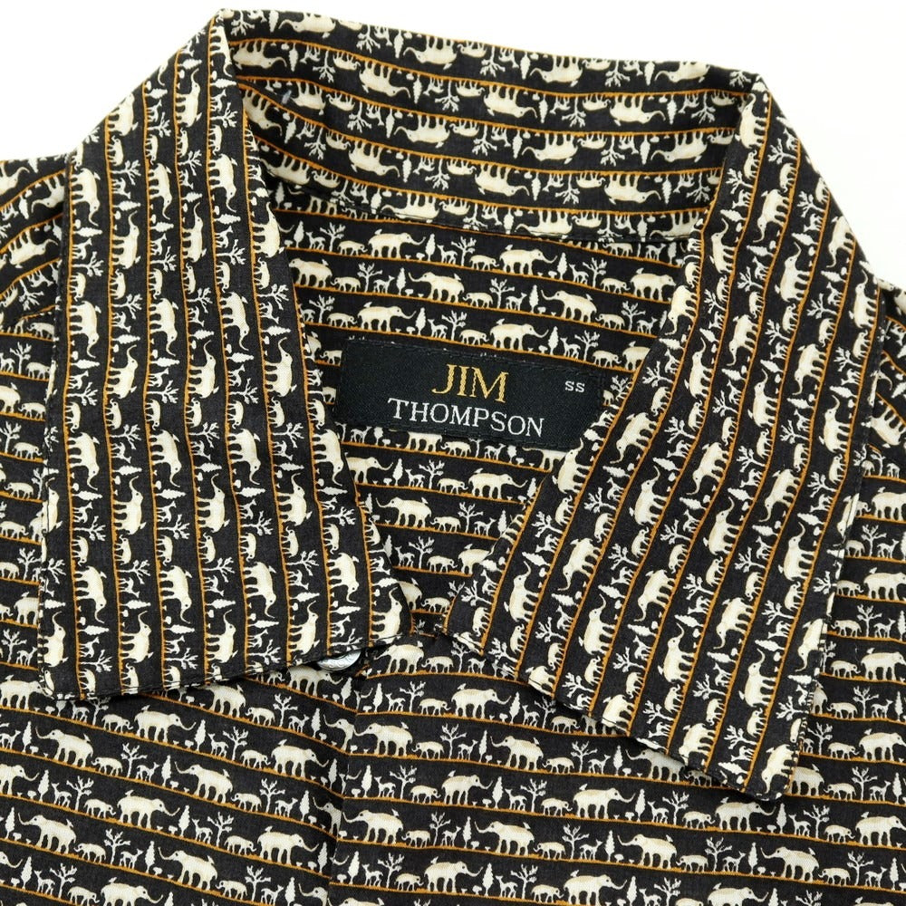 【中古】ジムトンプソン JIM THOMPSON コットン アニマル柄 プリント オープンカラー 半袖シャツ ブラック【サイズSS】【 状態ランクA 】【 メンズ 】