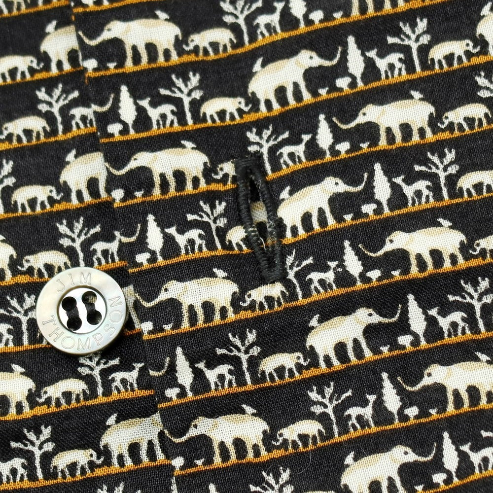 【中古】ジムトンプソン JIM THOMPSON コットン アニマル柄 プリント オープンカラー 半袖シャツ ブラック【サイズSS】【 状態ランクA 】【 メンズ 】