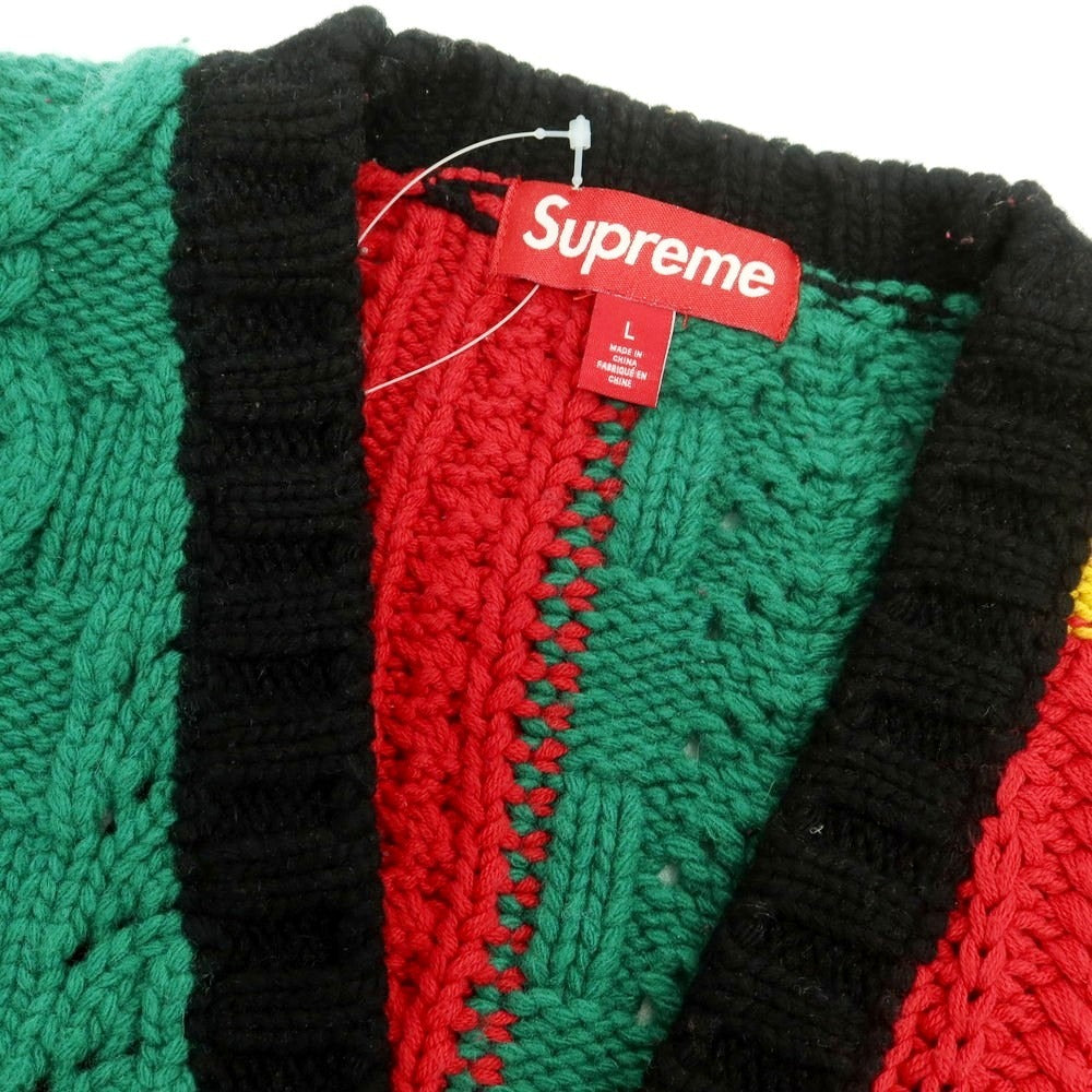 【中古】シュプリーム Supreme 2023年秋冬 Patchwork Cable Knit Cardigan カーディガン マルチカラー【 L 】【 状態ランクC 】【 メンズ 】