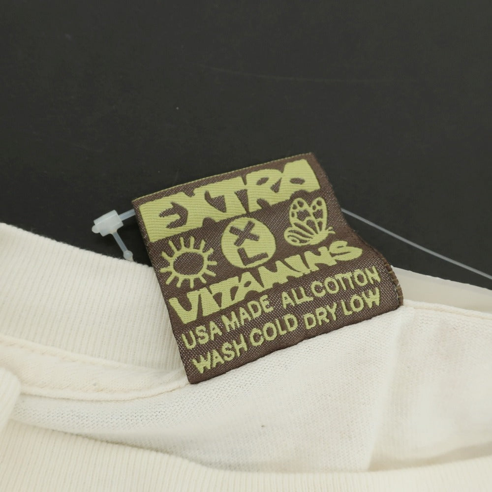 【中古】エクストラバイタミンズ Extra Vitamins コットン クルーネック 半袖Tシャツ オフホワイト【サイズXL】【 状態ランクB 】【 メンズ 】