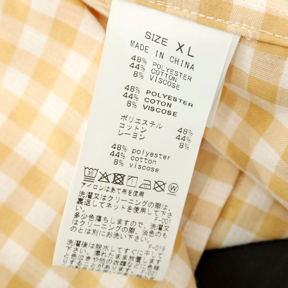 【中古】サタデーズ ニューヨークシティ Saturdays NYC ポリエステルコットンレーヨン ギンガムチェック オープンカラー 半袖シャツ ベージュxホワイト【サイズXL】【 状態ランクB 】【 メンズ 】