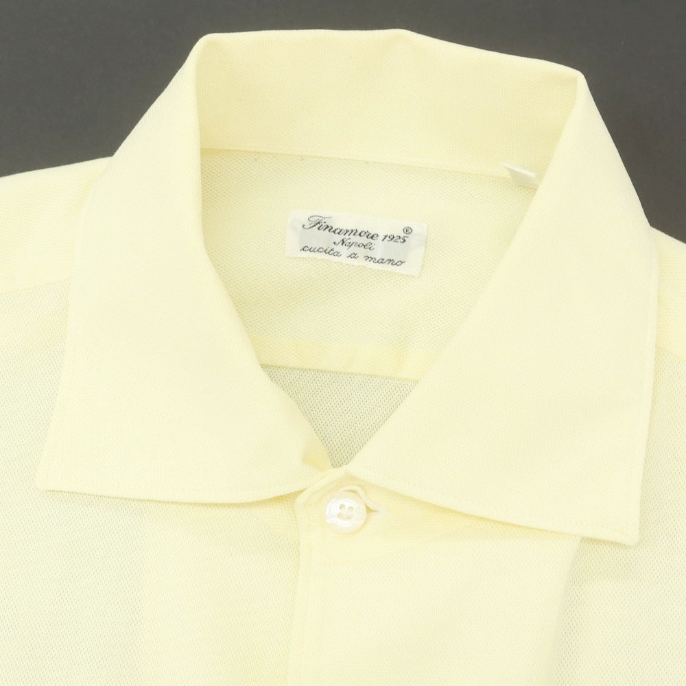 【中古】フィナモレ Finamore コットン ワイドカラー ドレスシャツ ライトイエロー【 39 】【 状態ランクC 】【 メンズ 】