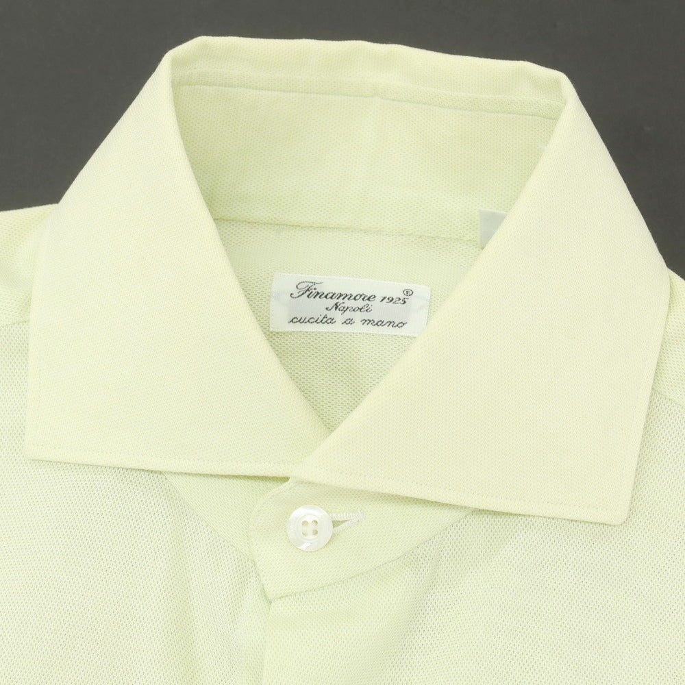【中古】フィナモレ Finamore コットン ワイドカラー ドレスシャツ ライトグリーン【 38 】【 状態ランクC 】【 メンズ 】