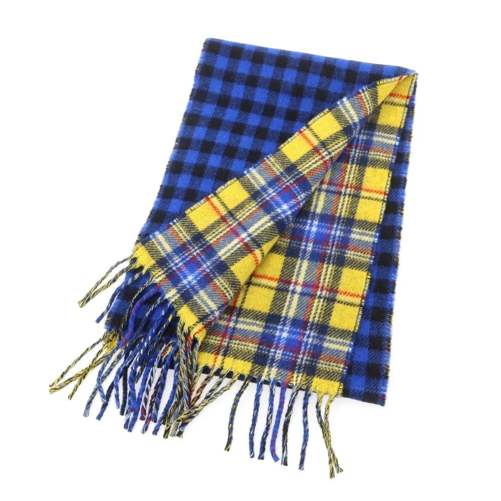 【中古】ポロ ラルフローレン Polo Ralph Lauren リバーシブル ウールナイロン チェック マフラー ブルーxブラック【 状態ランクB 】【 メンズ 】