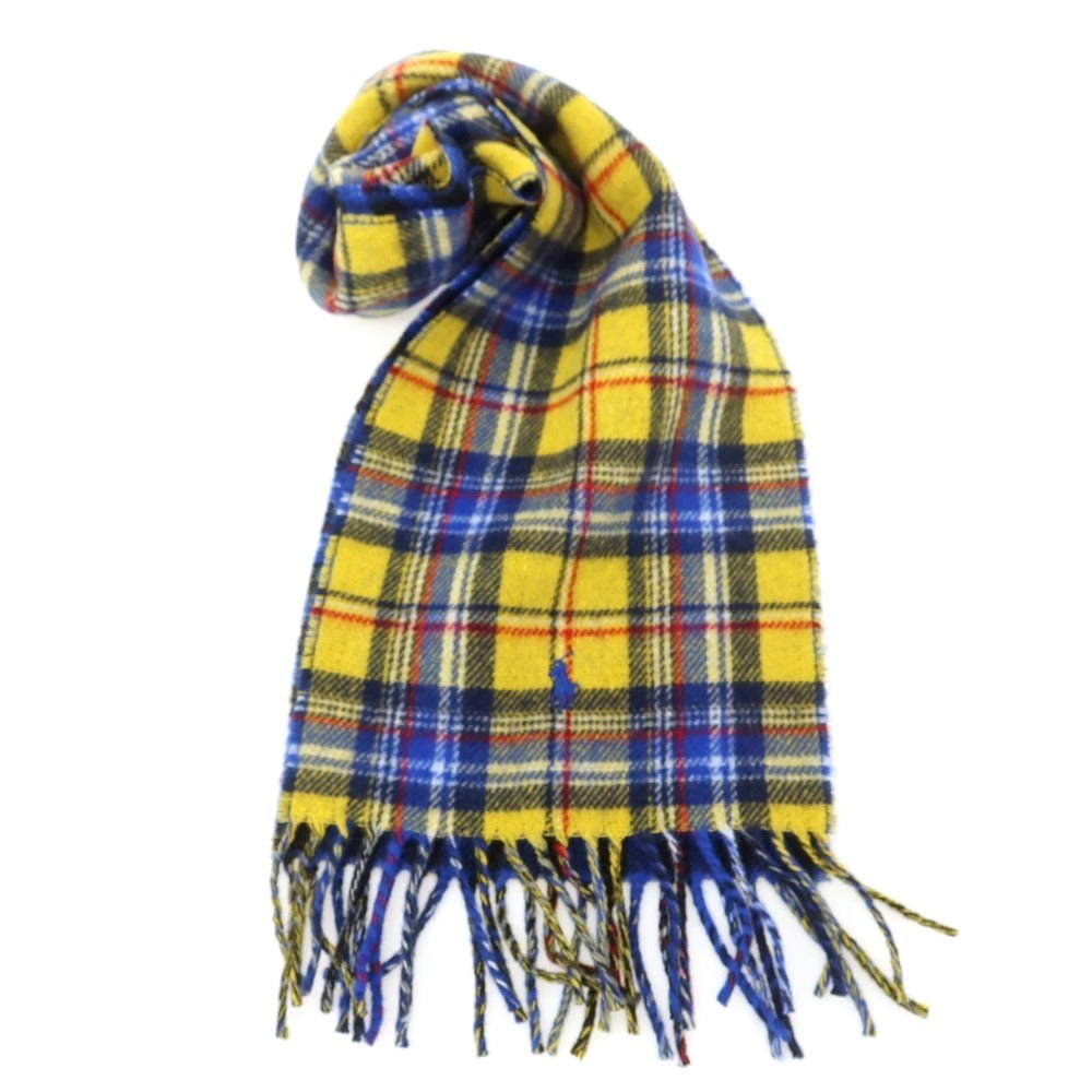 【中古】ポロ ラルフローレン Polo Ralph Lauren リバーシブル ウールナイロン チェック マフラー ブルーxブラック【 状態ランクB 】【 メンズ 】