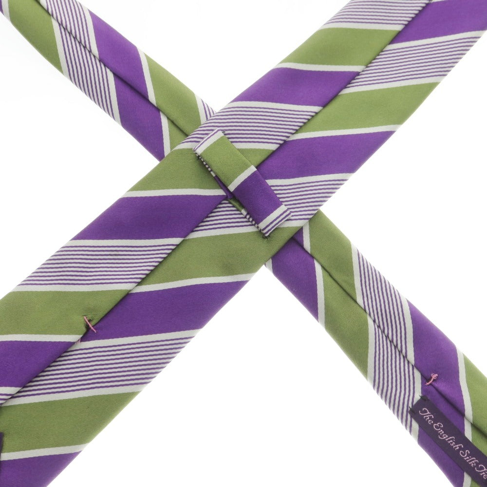 【中古】シーワード& スターン seaward&stearn シルク ストライプ柄ネクタイ パープルxホワイト【 状態ランクB 】【 メンズ 】