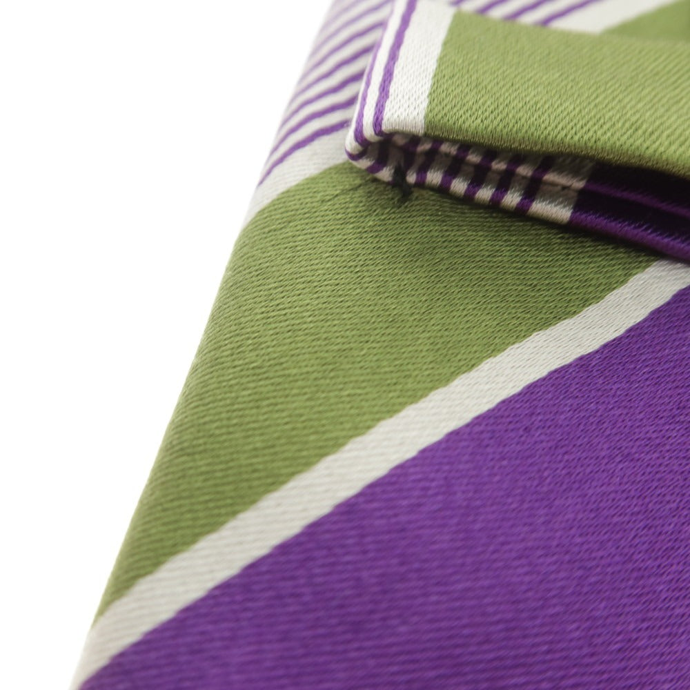 【中古】シーワード& スターン seaward&stearn シルク ストライプ柄ネクタイ パープルxホワイト【 状態ランクB 】【 メンズ 】