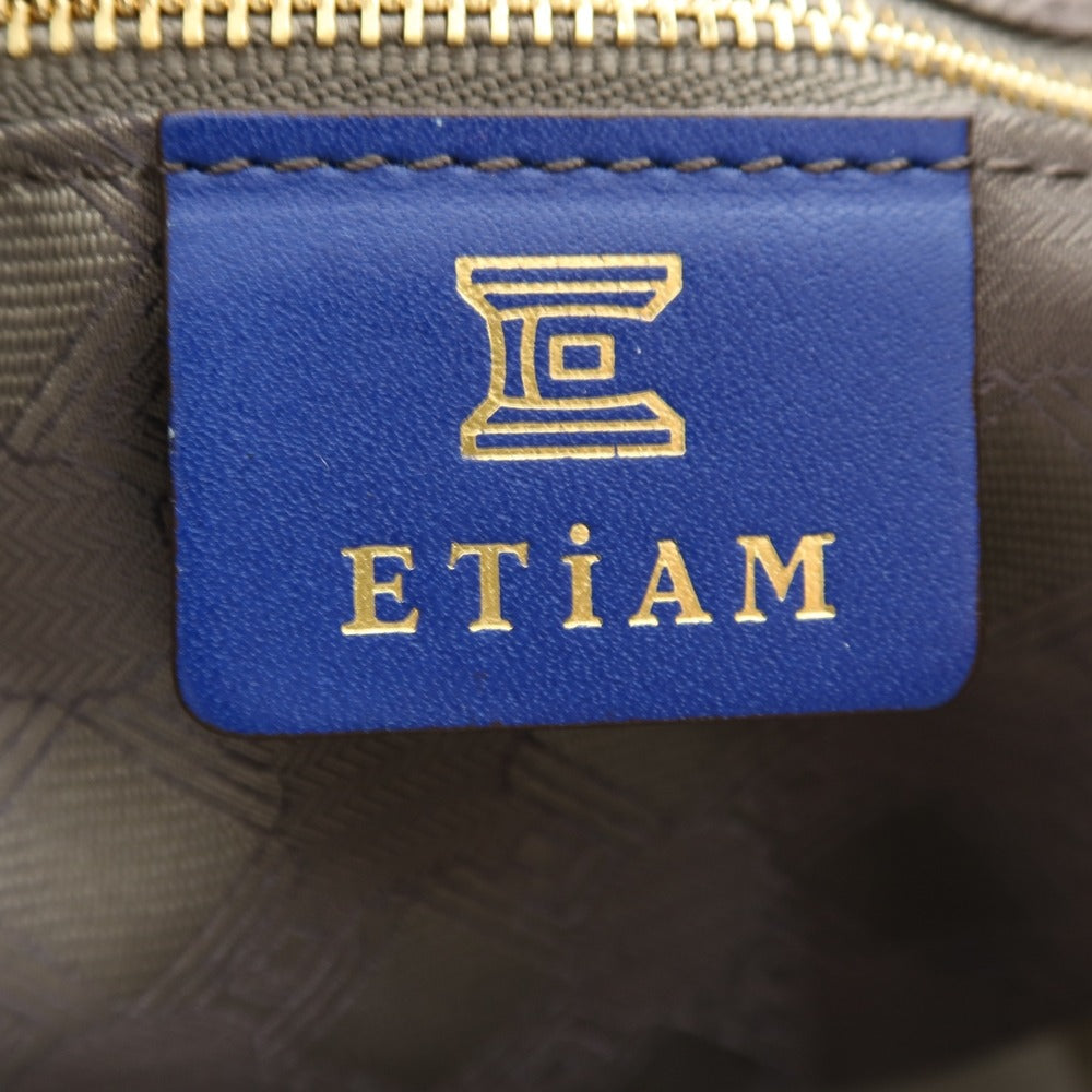 【中古】エティアム ETiAM キャンバス レザー トートバッグ グレーxブルー【 状態ランクC 】【 メンズ 】