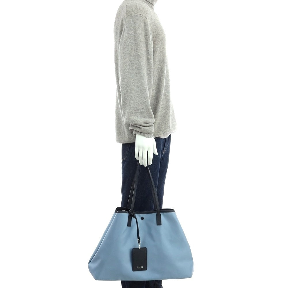 【中古】バーニーズニューヨーク BARNEYS NEWYORK ナイロン レザー トートバッグ ライトブルーxネイビー【 状態ランクC 】【 メンズ 】