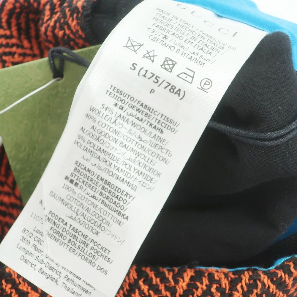 【中古】グッチ GUCCI ウールコットンナイロン ヘリンボーン イージーパンツ オレンジxブラック【 S 】【 状態ランクA 】【 メンズ 】