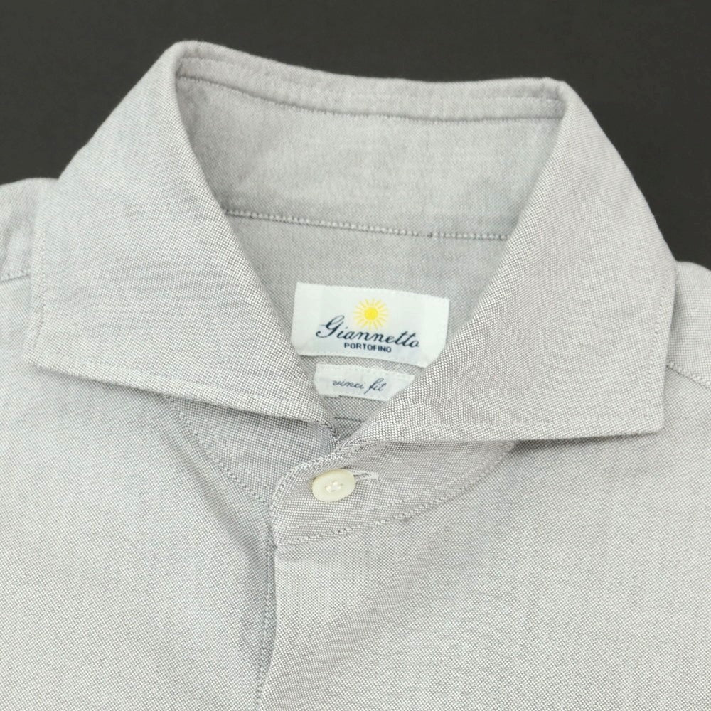 【中古】ジャンネット giannetto コットン ホリゾンタルカラー カジュアルシャツ グレー【 39 】【 状態ランクB 】【 メンズ 】