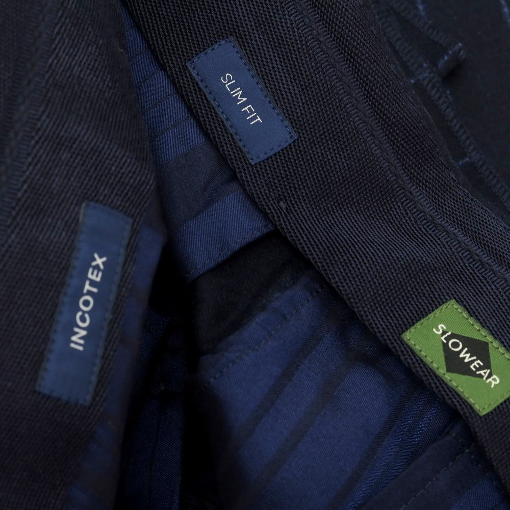 【新品】インコテックス INCOTEX 35型 ウール ストライプ ドレススラックスパンツ ネイビーxブルー【 52 】【 状態ランクN 】【 メンズ 】