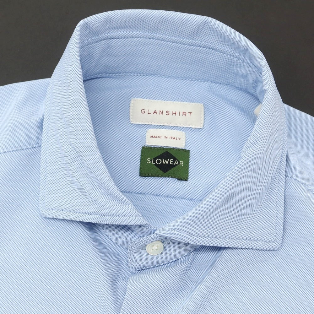 【新品アウトレット】グランシャツ Glanshirt ストレッチナイロン カジュアルシャツ ライトブルー【 38 】【 状態ランクN- 】【 メンズ 】