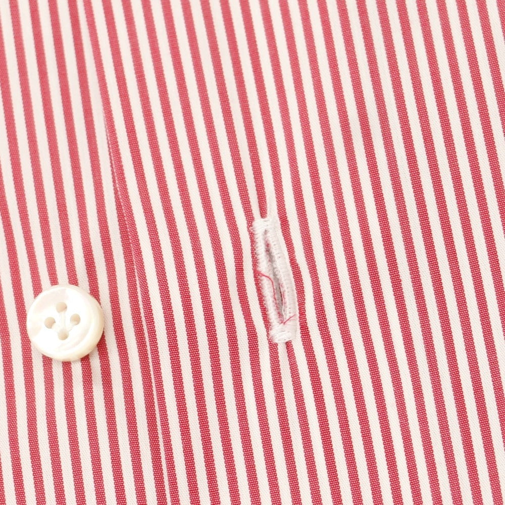【新品】バルバ BARBA ストレッチコットンナイロン ストライプ ドレスシャツ レッドxホワイト【 39 】【 状態ランクN 】【 メンズ 】