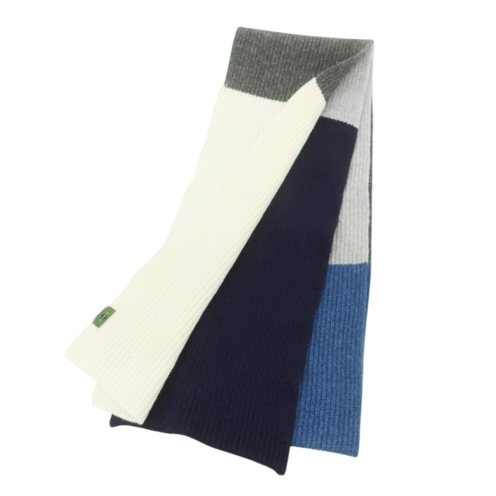 【新品】ザノーネ ZANONE ミドルゲージウール マフラー グレーxブルー系【 UNI 】【 状態ランクN 】【 メンズ 】