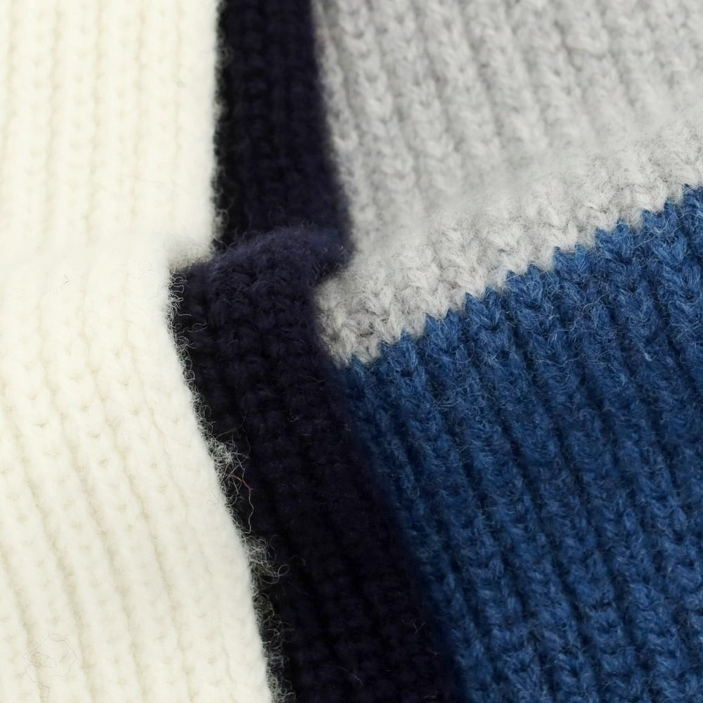 【新品】ザノーネ ZANONE ミドルゲージウール マフラー グレーxブルー系【 UNI 】【 状態ランクN 】【 メンズ 】