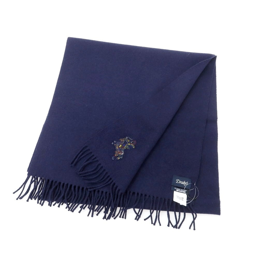 【新品】ドレイクス DRAKES ウールカシミヤ マフラー ネイビー【 状態ランクN 】【 メンズ 】