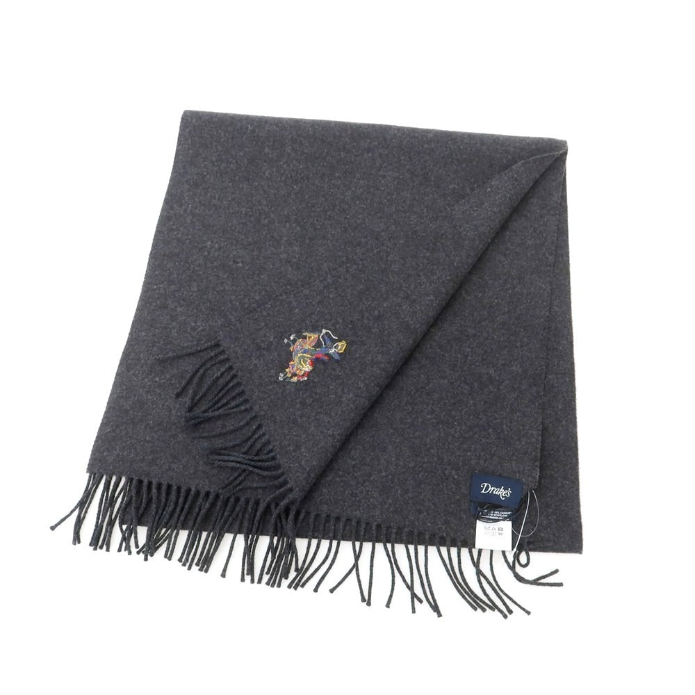 【新品】ドレイクス DRAKES ウールカシミヤ マフラー チャコールグレー【 状態ランクN 】【 メンズ 】