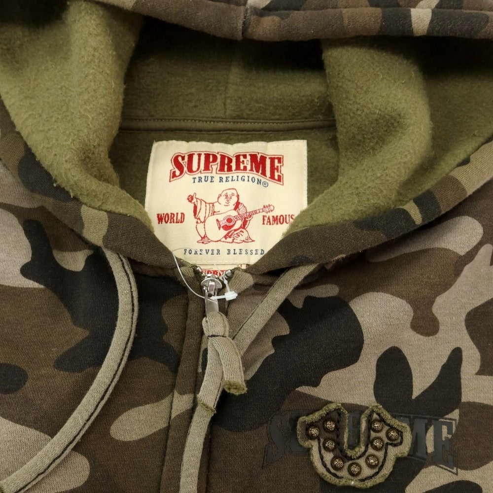 【中古】シュプリーム Supreme x True Religion 2025年秋冬 Zip Up Hooded Sweatshirt カモフラ パーカー グリーン系【 L 】【 状態ランクB 】【 メンズ 】