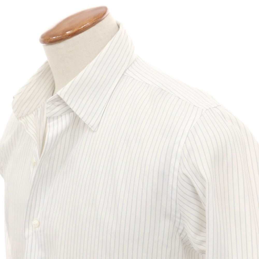 【中古】マリアサンタンジェロ Maria Santangelo The Style Gate コットン ストライプ レギュラーカラー ドレスシャツ ホワイトxグレー【 表記なし(M位) 】【 状態ランクB 】【 メンズ 】