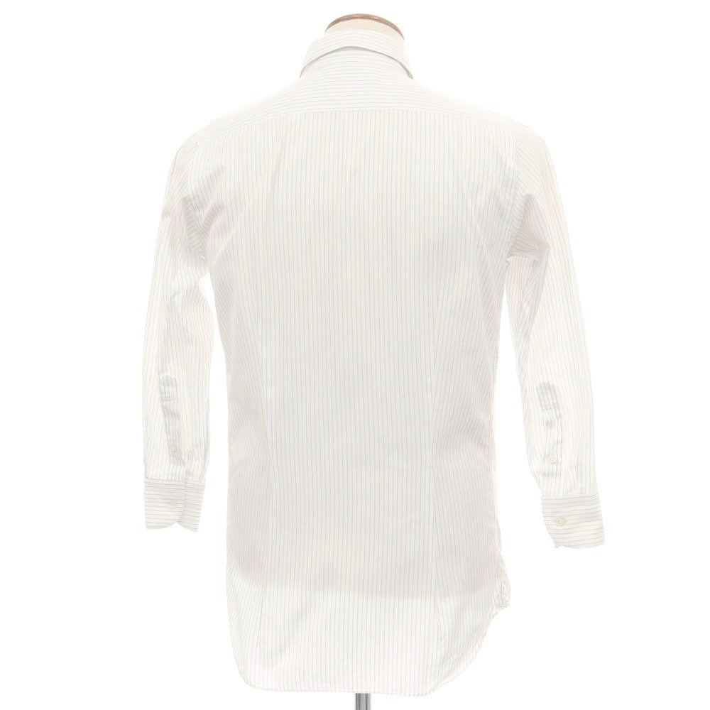 【中古】マリアサンタンジェロ Maria Santangelo The Style Gate コットン ストライプ レギュラーカラー ドレスシャツ ホワイトxグレー【 表記なし(M位) 】【 状態ランクB 】【 メンズ 】