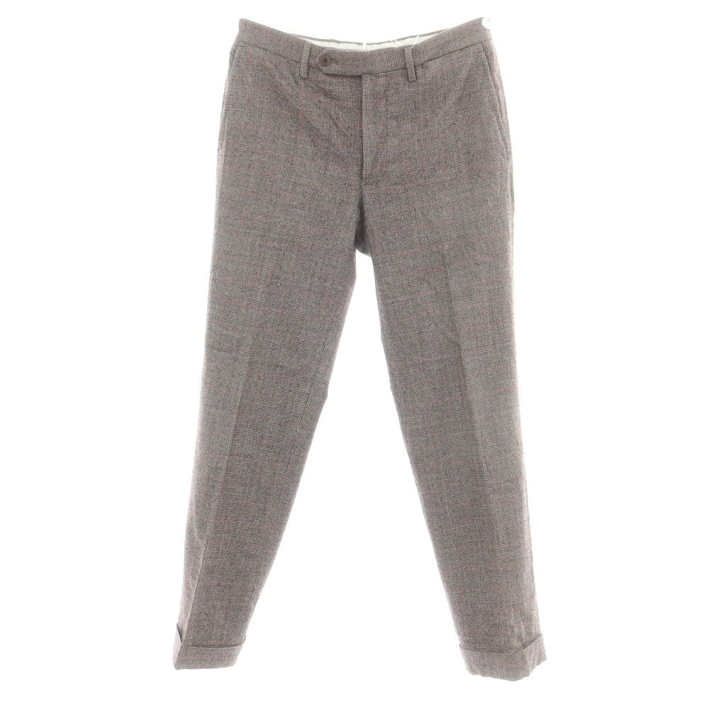 【中古】ラファエル カルーゾ CARUSO Raffaele Caruso ウール チェック ドレススラックスパンツ ライトグレーxブラック×レッド【 46 】【 状態ランクC 】【 メンズ 】