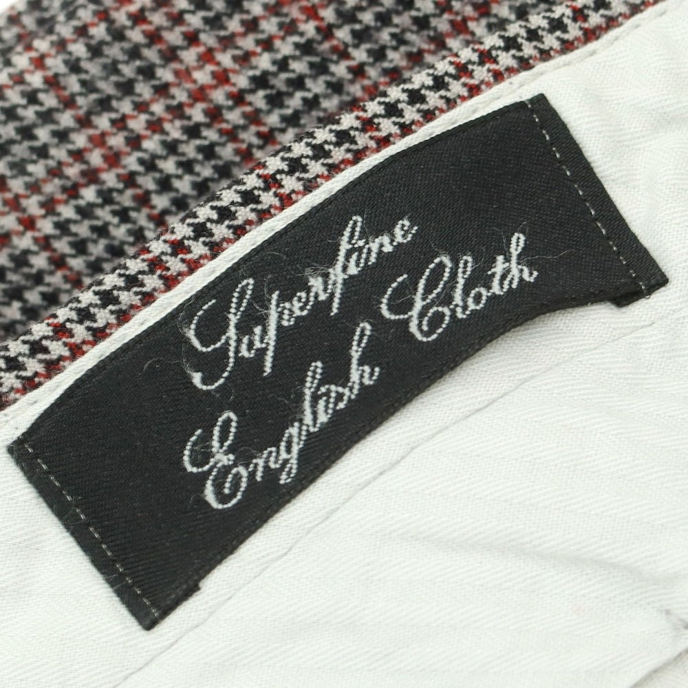 【中古】ラファエル カルーゾ CARUSO Raffaele Caruso ウール チェック ドレススラックスパンツ ライトグレーxブラック×レッド【 46 】【 状態ランクC 】【 メンズ 】