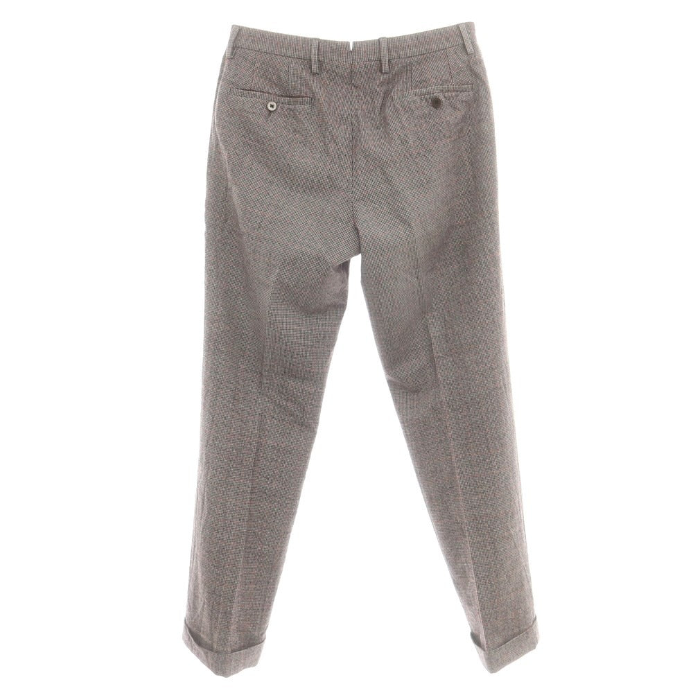【中古】ラファエル カルーゾ CARUSO Raffaele Caruso ウール チェック ドレススラックスパンツ ライトグレーxブラック×レッド【 46 】【 状態ランクC 】【 メンズ 】