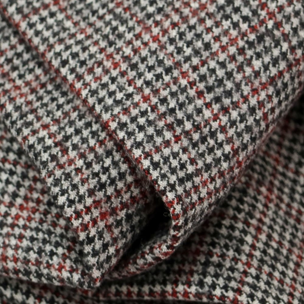 【中古】ラファエル カルーゾ CARUSO Raffaele Caruso ウール チェック ドレススラックスパンツ ライトグレーxブラック×レッド【 46 】【 状態ランクC 】【 メンズ 】