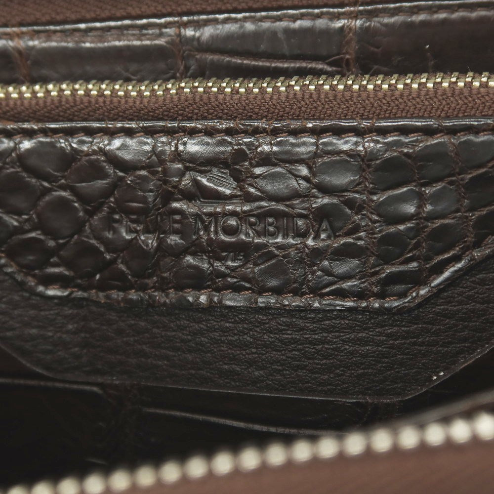 【中古】ペッレモルビダ PELLE MORBIDA クロコダイル レザー 長財布 ダークブラウン【 状態ランクC 】【 メンズ 】