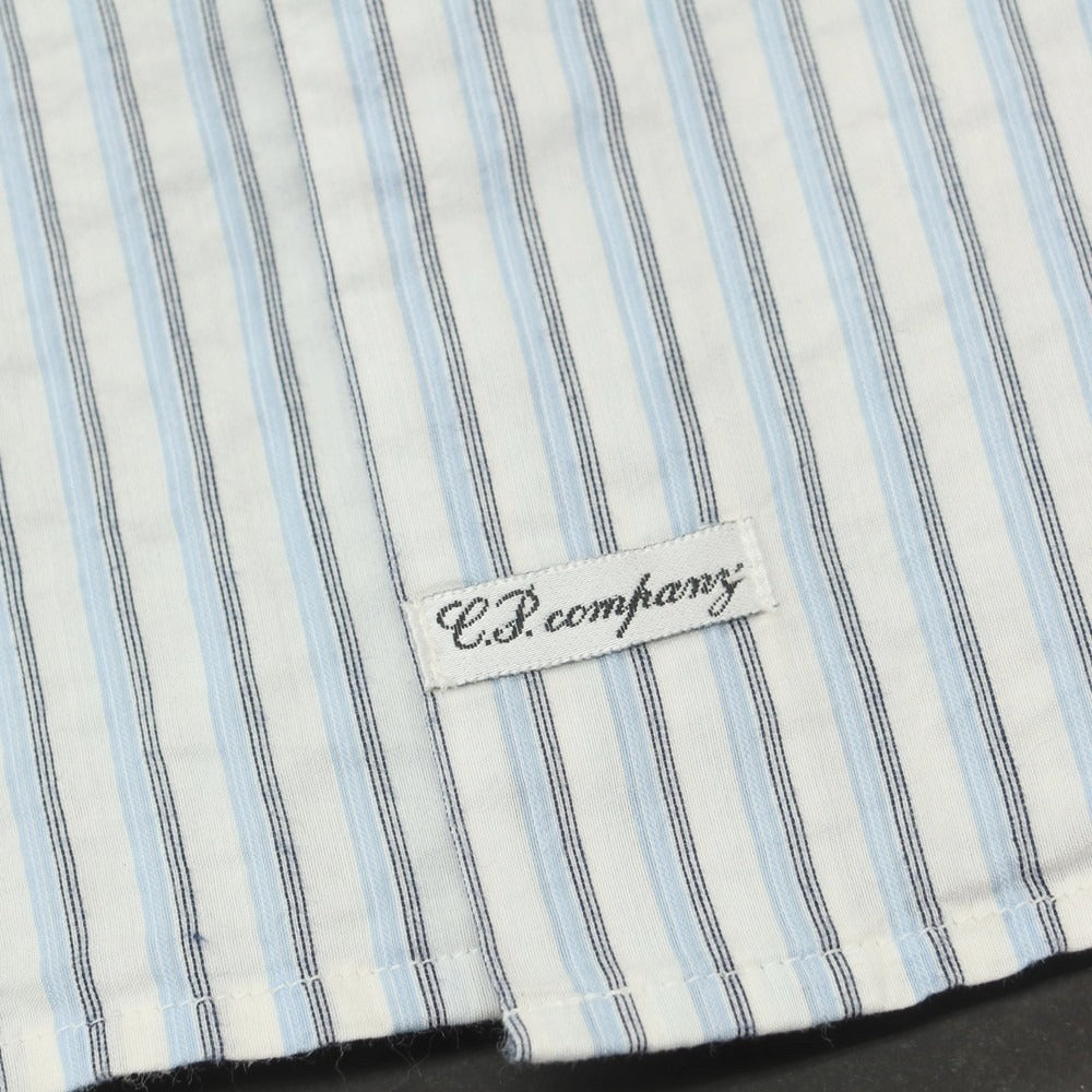 【中古】シーピーカンパニー C.P.Company コットンナイロン ストライプ カジュアルシャツ ホワイトxライトブルー【 3 】【 状態ランクC 】【 メンズ 】
