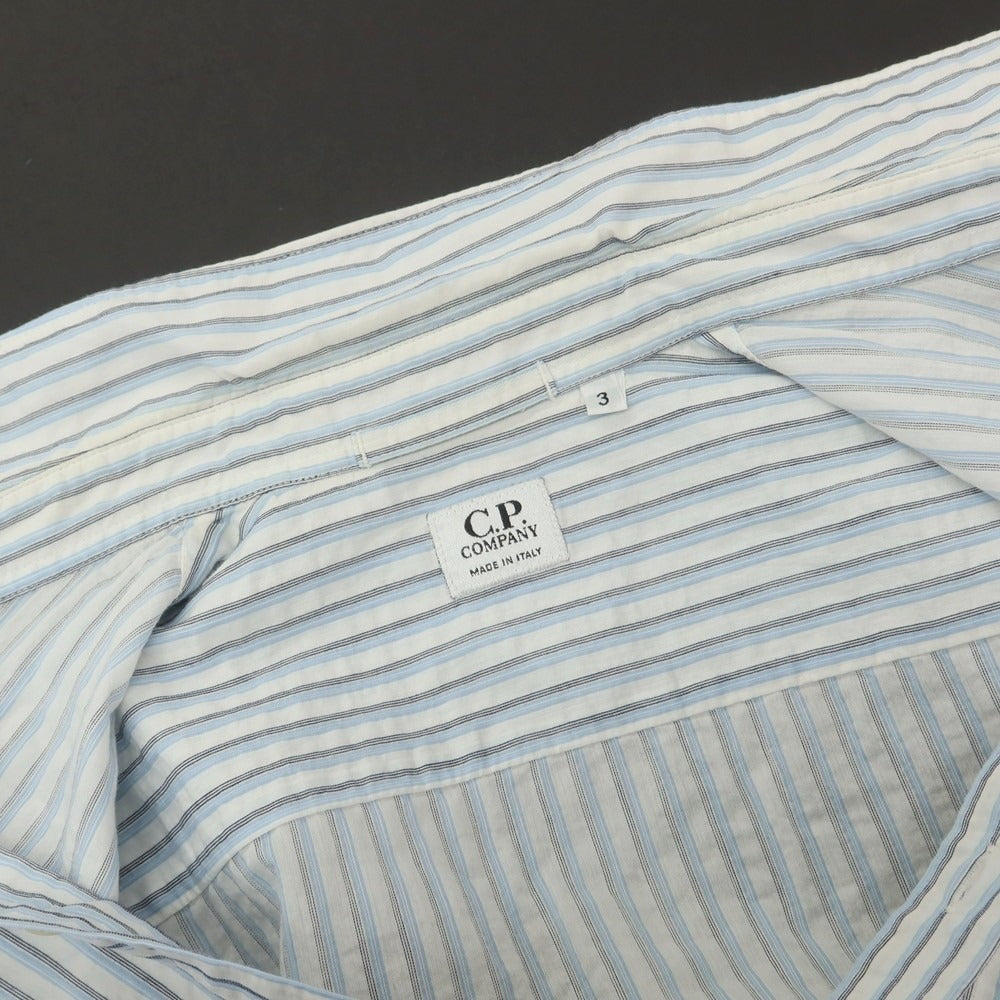 【中古】シーピーカンパニー C.P.Company コットンナイロン ストライプ カジュアルシャツ ホワイトxライトブルー【 3 】【 状態ランクC 】【 メンズ 】