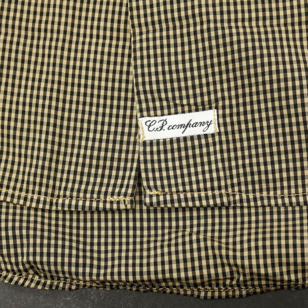【中古】シーピーカンパニー C.P.Company コットンキュプラ チェック カジュアルシャツ ベージュxブラック【 3 】【 状態ランクC 】【 メンズ 】
