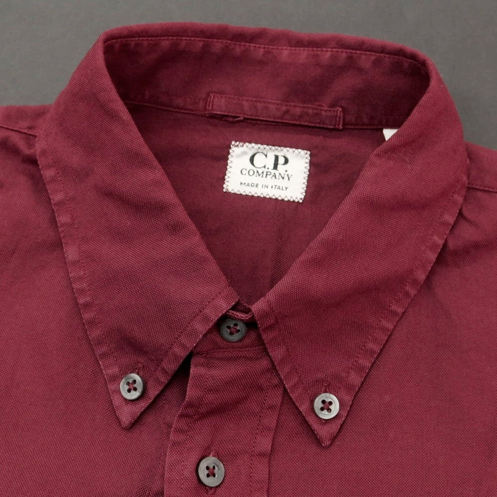 【中古】シーピーカンパニー C.P.Company コットン ボタンダウン カジュアルシャツ ワインレッド【 3 】【 状態ランクC 】【 メンズ 】