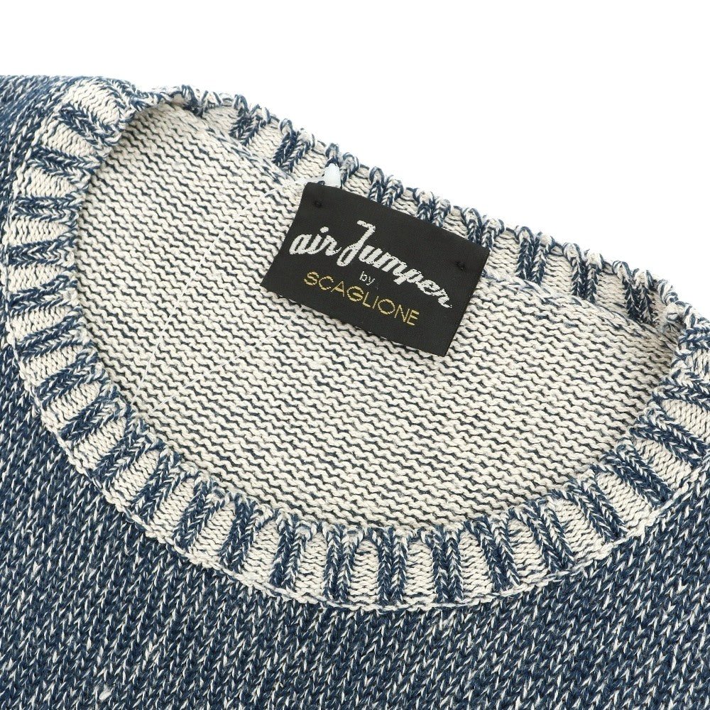 【中古】スカリオーネ SCAGLIONE air Jumper シルクコットン クルーネック プルオーバーニット ネイビー【サイズM】【 状態ランクB 】【 メンズ 】
