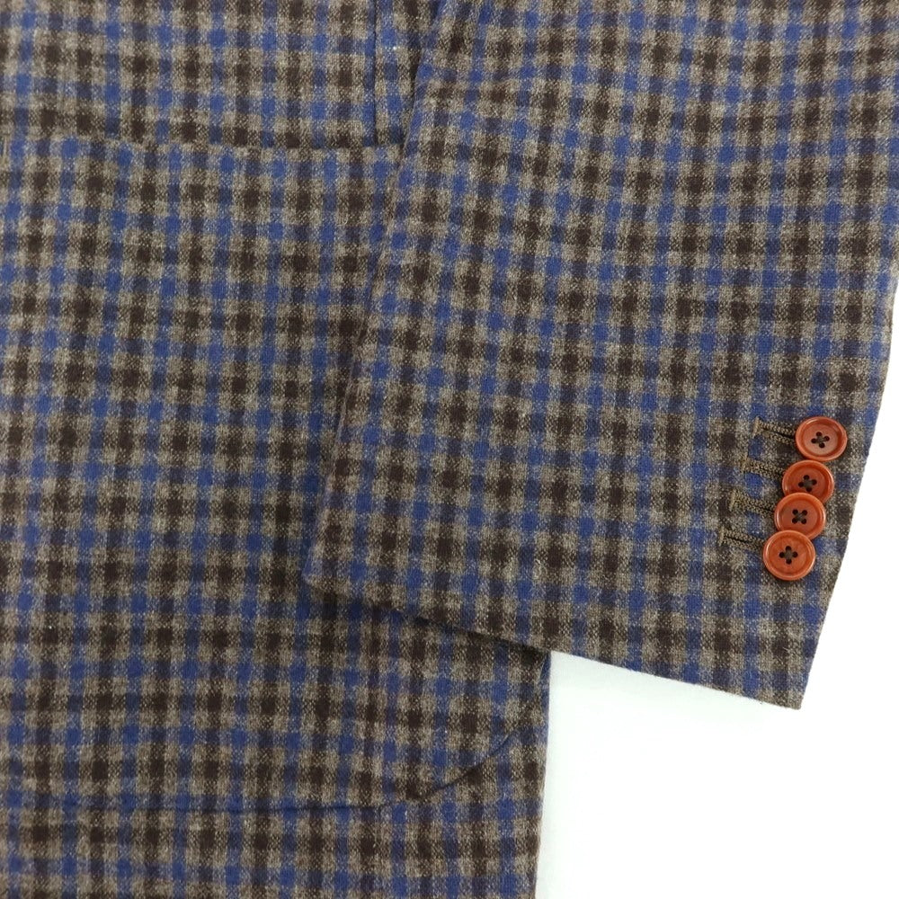 【中古】サルトリアイプシロン SartoriaYpsilon ウールナイロン チェック 2つボタンスーツ アッシュブラウンxブルー【 PM 】【 状態ランクB 】【 メンズ 】