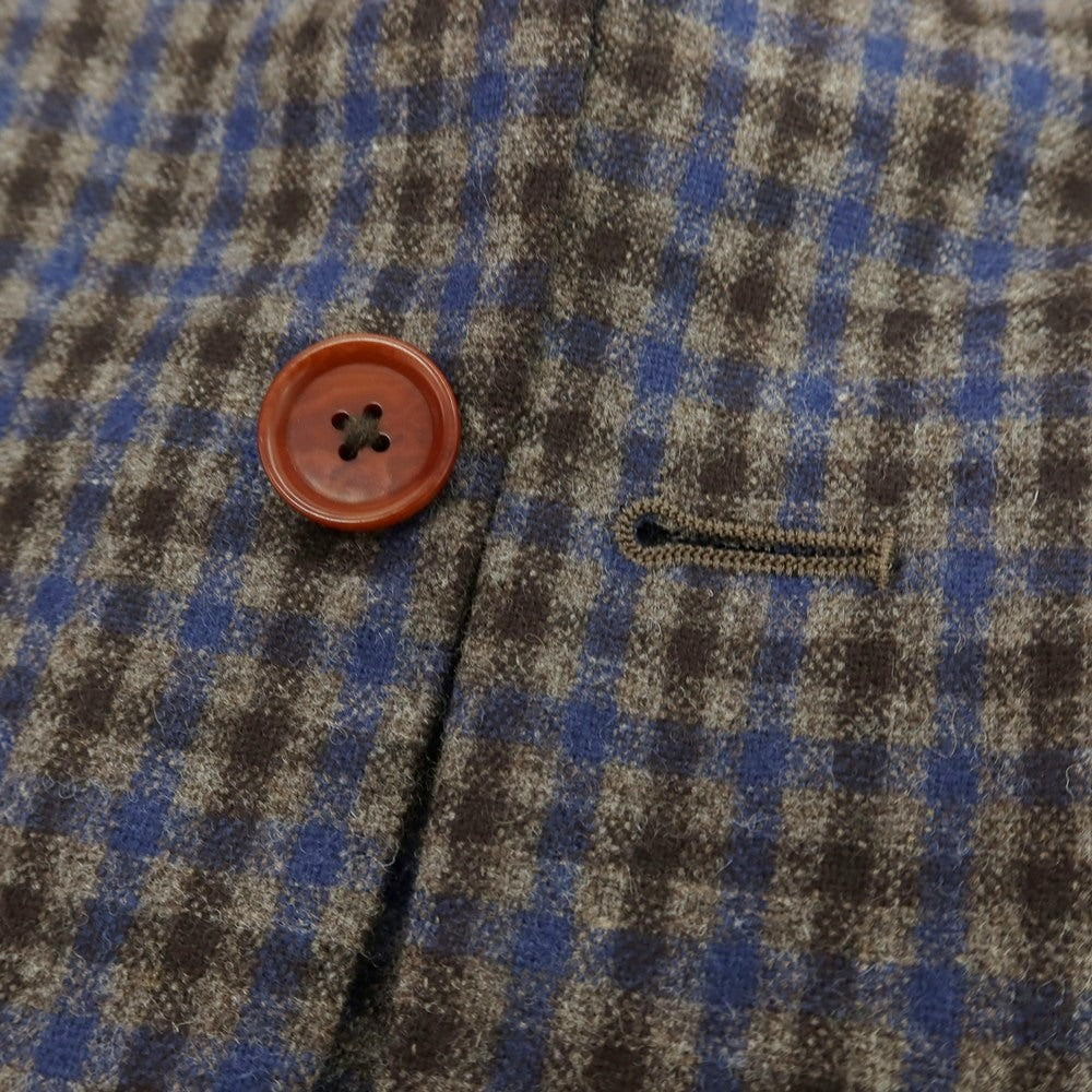 【中古】サルトリアイプシロン SartoriaYpsilon ウールナイロン チェック 2つボタンスーツ アッシュブラウンxブルー【 PM 】【 状態ランクB 】【 メンズ 】