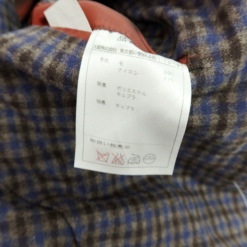 【中古】サルトリアイプシロン SartoriaYpsilon ウールナイロン チェック 2つボタンスーツ アッシュブラウンxブルー【 PM 】【 状態ランクB 】【 メンズ 】